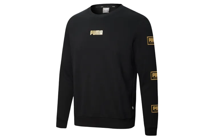PUMA Sweatshirts Men's Black Crew Neck Moderate Straight Fit