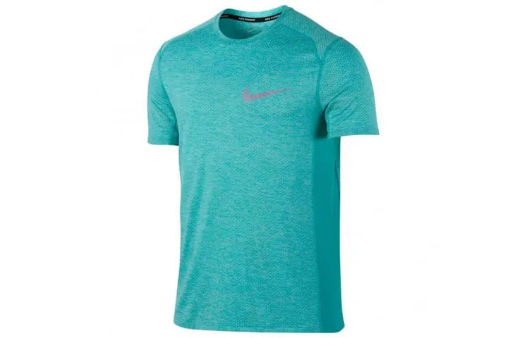 Nike T-Shirts Men's Turquoise Crew Neck Moderate Straight Fit