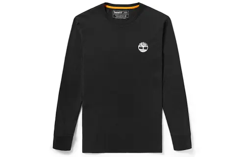 Timberland T Shirts Men's Black Crew Neck Moderate Straight Fit
