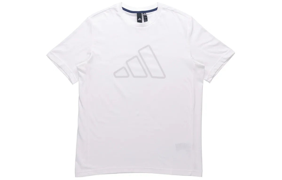 Adidas T-Shirts Men's White Crew Neck Moderate Straight Fit