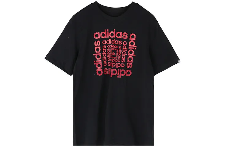 Adidas T-Shirts Men's Black Crew Neck Moderate Straight Fit