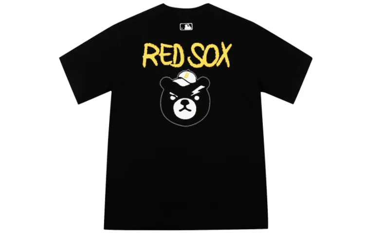 MLB T-Shirts Unisex Black Crew Neck Moderate Straight Fit