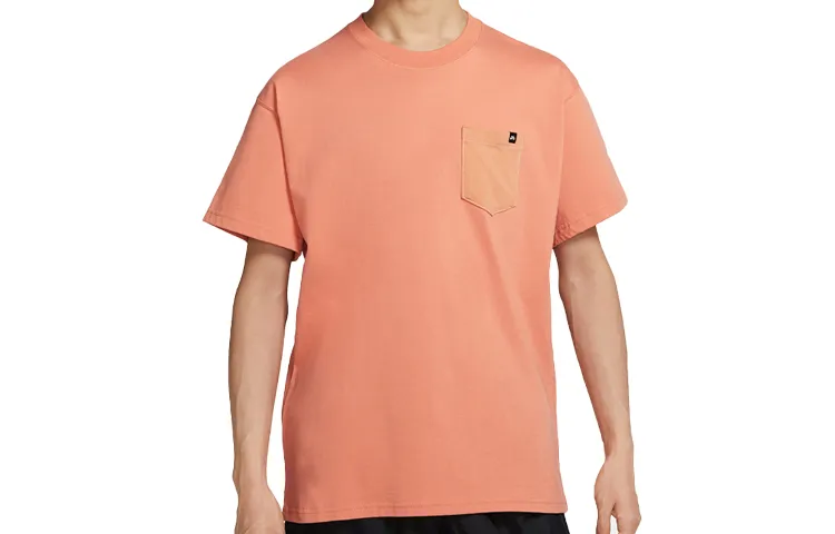 Nike T-Shirts Men's Orange Crew Neck Moderate Straight Fit