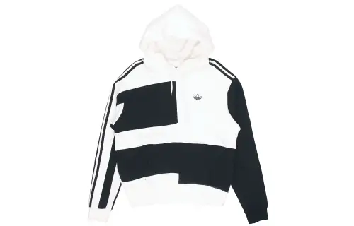 Adidas Originals ASYMM BLOCK Sweatshirts Men's Black White Hooded Moderate Regular
