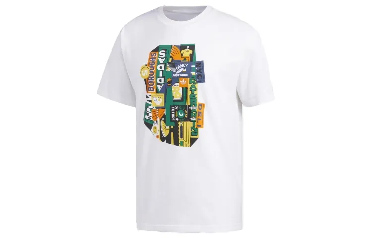 Adidas Originals T-Shirts Men's White Crew Neck Moderate Straight Fit