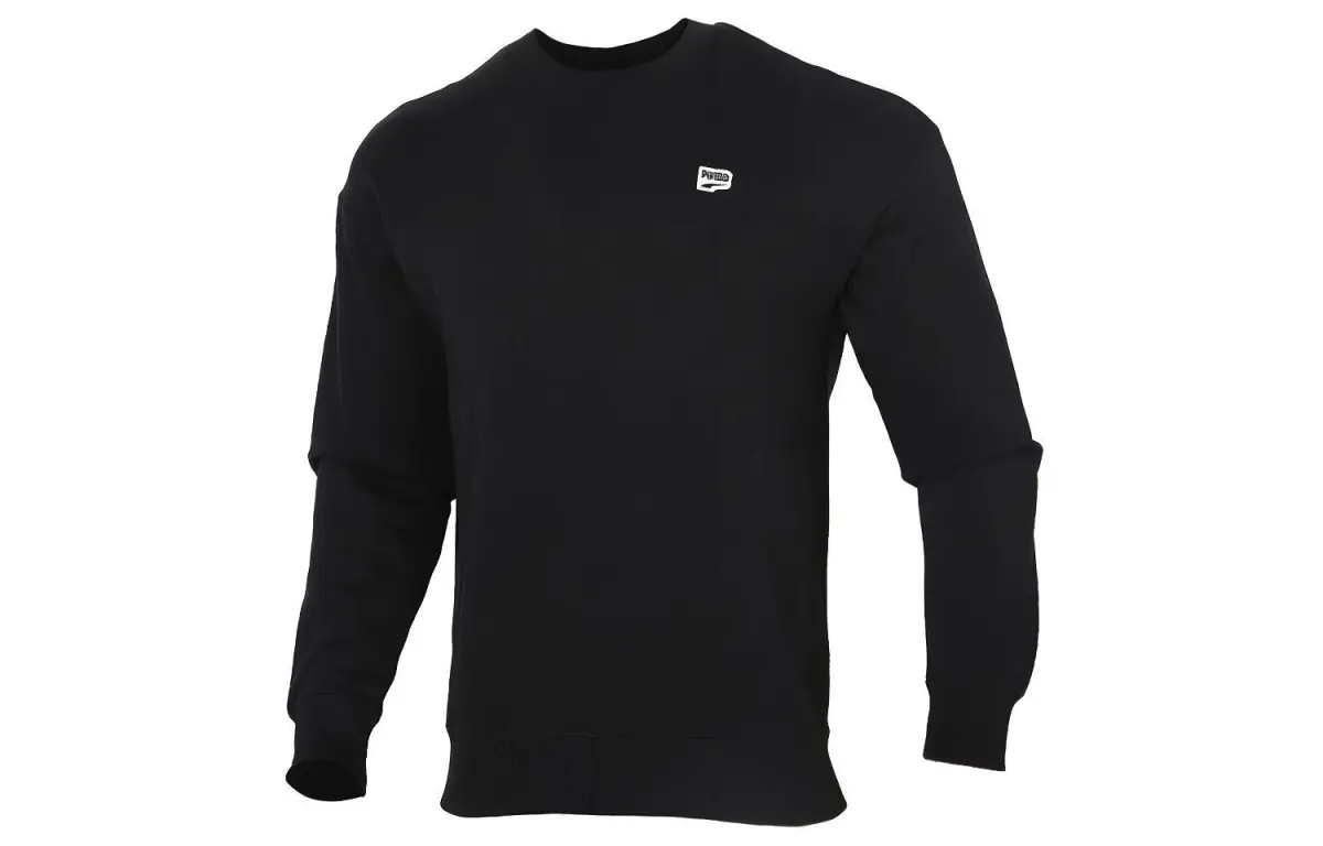 PUMA Sweatshirts Men's Black Crew Neck Moderate Regular