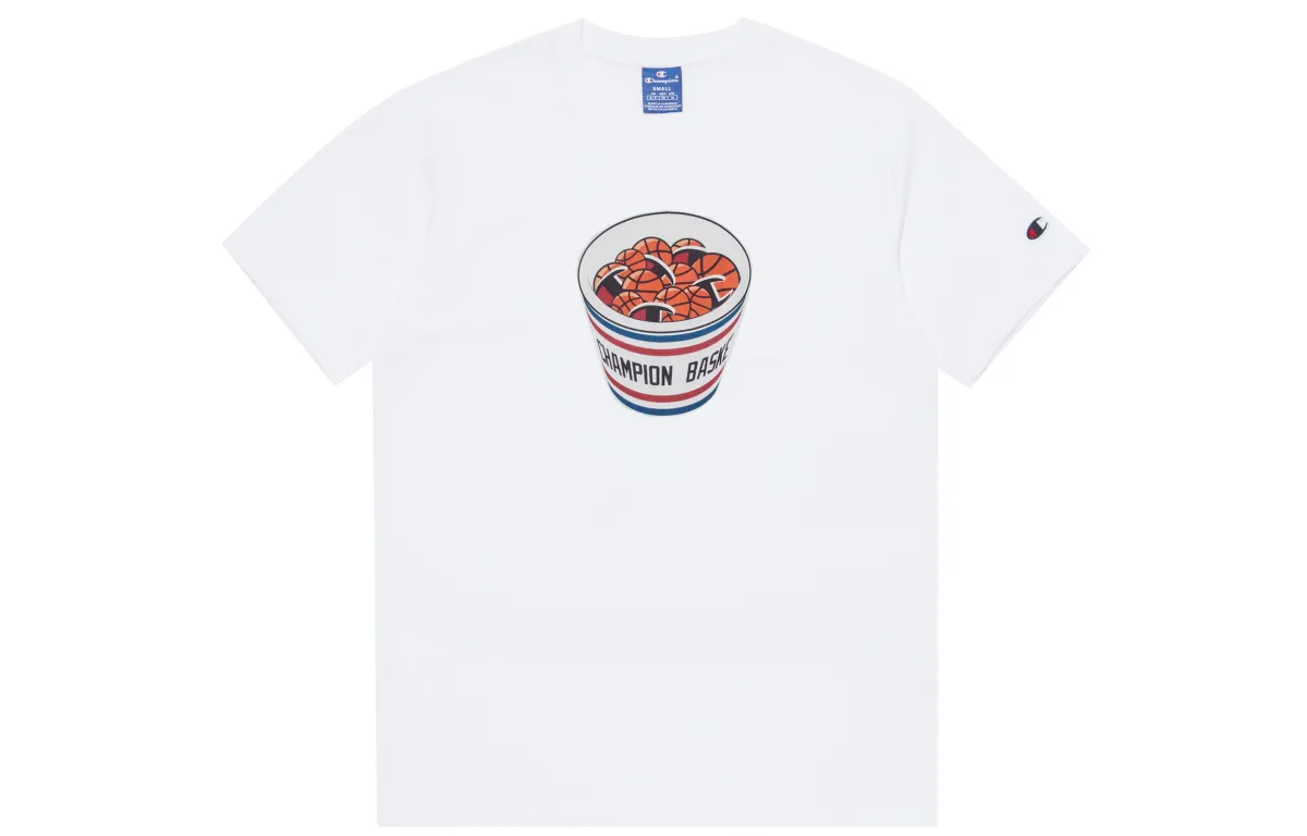 Champion T-Shirts Unisex White Crew Neck Moderate Straight Fit