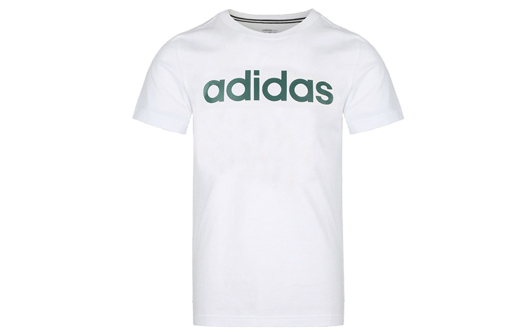 Adidas, comfortable sports cotton white T-shirt for leisure with a round collar
