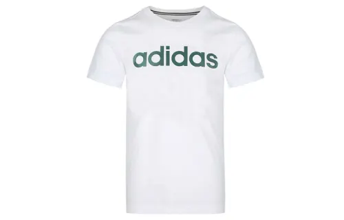 Adidas, comfortable sports cotton white T-shirt for leisure with a round collar