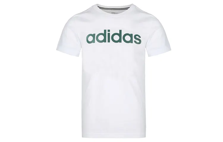 Adidas, comfortable sports cotton white T-shirt for leisure with a round collar