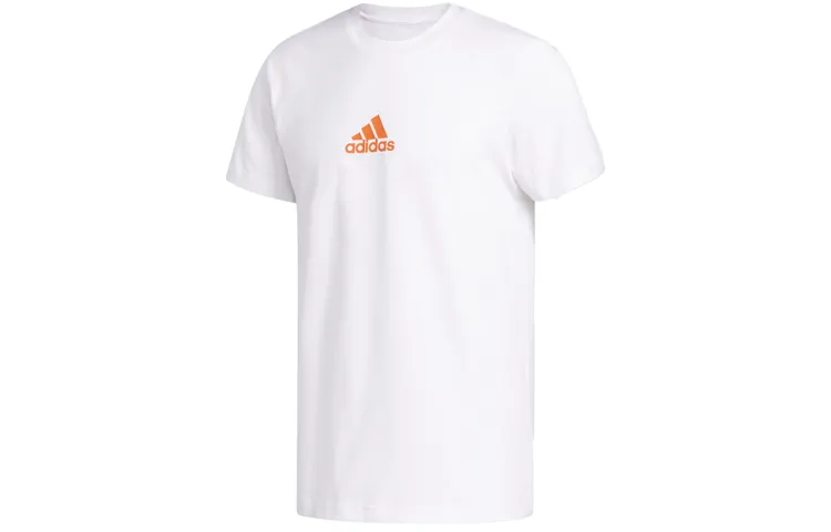 Adidas T-Shirts Men's White Crew Neck Moderate Straight Fit