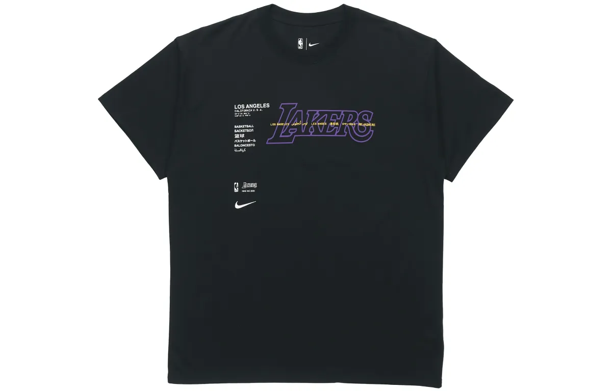 Nike NBA T-Shirts Men's Black Crew Neck Moderate Straight Fit