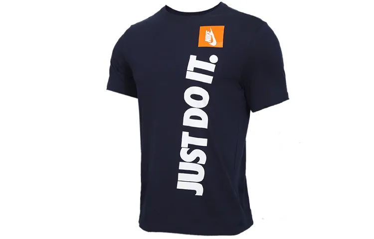 Nike T-Shirts Men's Dark Blue Crew Neck Moderate Straight Fit
