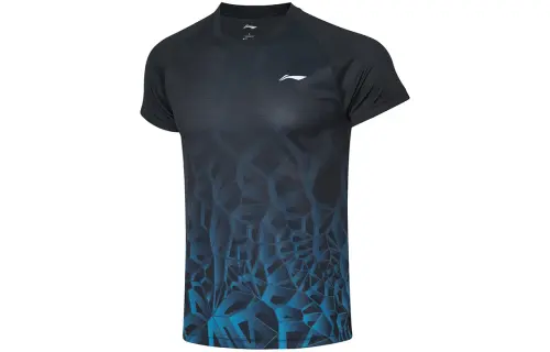 Li Ning T Shirts Men's Black Crew Neck Moderate Straight Fit