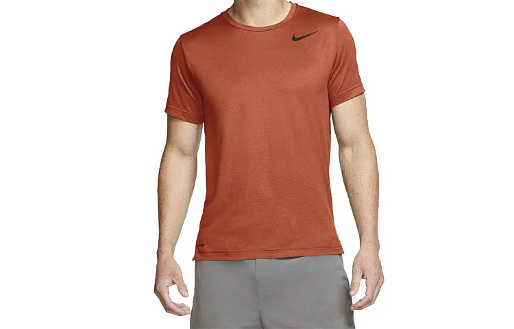 Nike T-Shirts Men's Orange Crew Neck Moderate Straight Fit