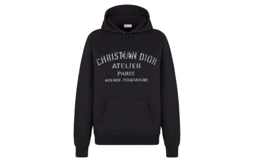 DIOR Quarterly New Products Sweatshirts Men's Black Hooded Moderate Heavyweight
