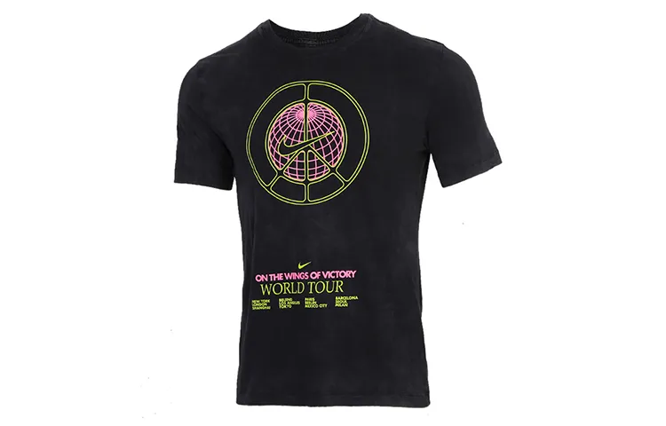 Nike T-Shirts Men's Black Crew Neck Moderate Straight Fit