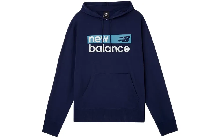 New Balance Sweatshirts Men's Navy Blue Hooded Moderate Straight Fit