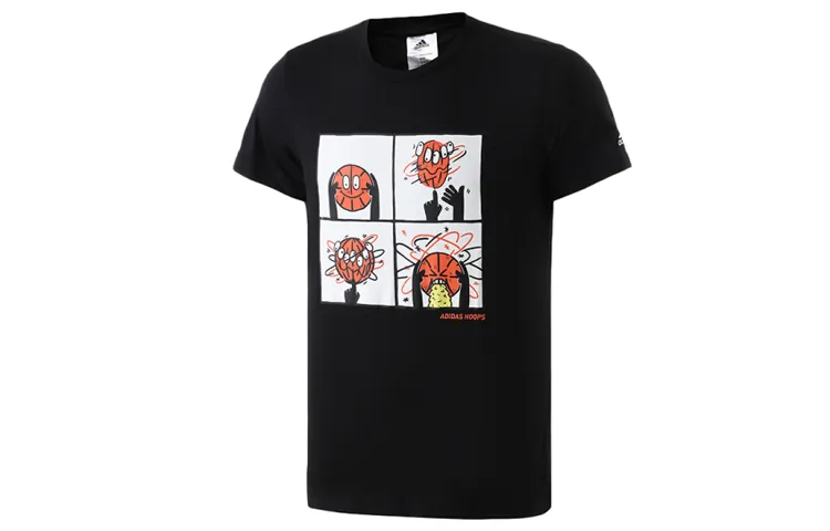 Adidas T-Shirts Men's Black Crew Neck Moderate Straight Fit