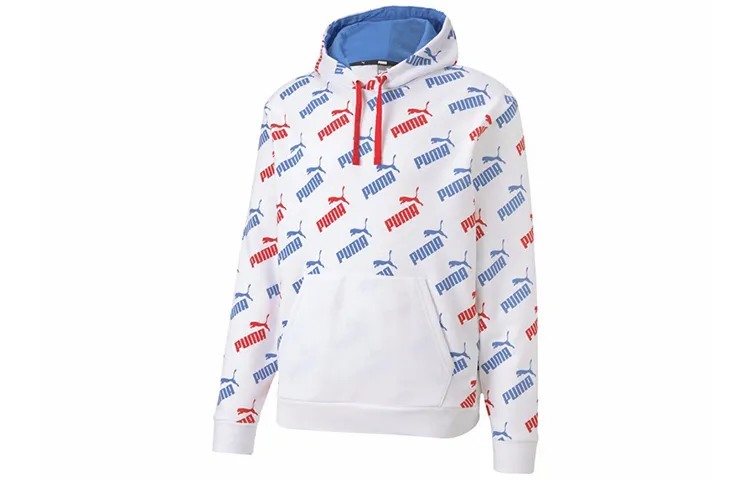 PUMA AMPLIFIED Sweatshirts Men's White Hooded Moderate Straight Fit