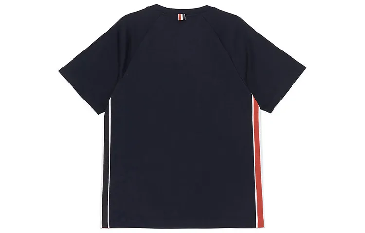 THOM BROWNE T Shirts Men's Marine Blue Crew Neck Moderate Straight Fit