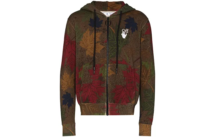 OFF WHITE FW20 Sweatshirts Men's Khaki Green Hooded Moderate Cardigan
