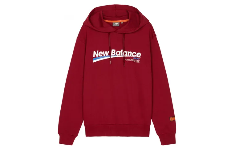 New Balance Sweatshirts Unisex Burgundy Hooded Moderate Straight Fit