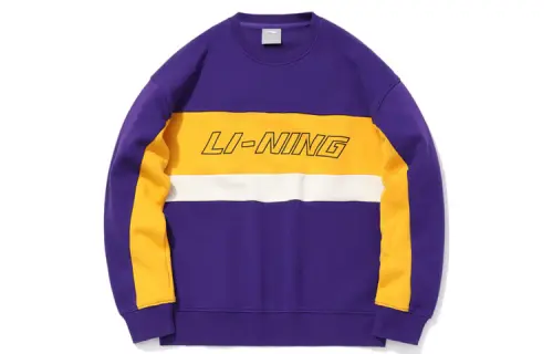 Li Ning Sweatshirts Unisex New Lakers Purple Crew Neck Thickened Regular