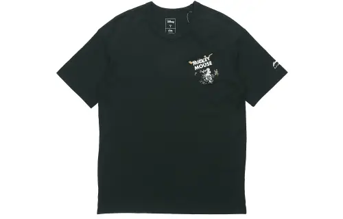 Li Ning X Disney T Shirts Men's New Standard Black Crew Neck Moderate Straight Fit
