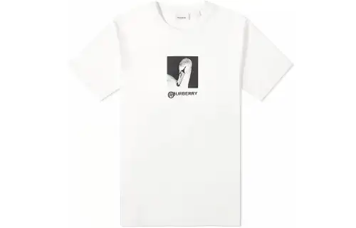 Burberry T Shirts Men's White Crew Neck Moderate Straight Fit