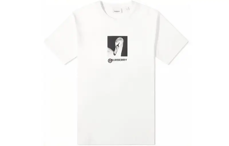 Burberry T Shirts Men's White Crew Neck Moderate Straight Fit
