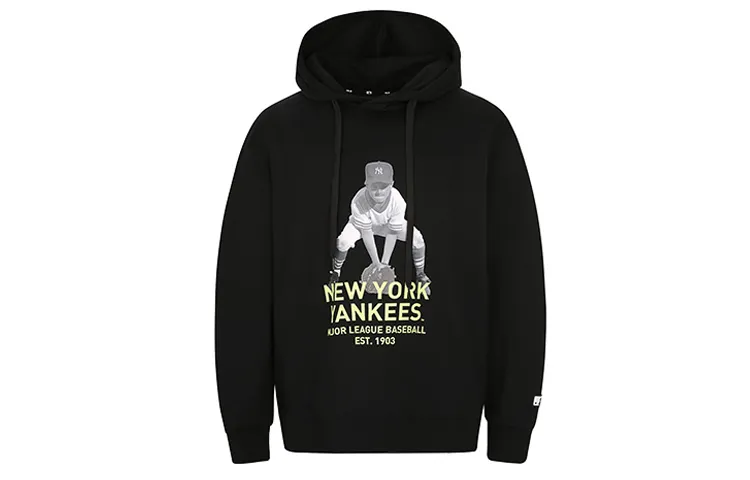 MLB Sweatshirts Unisex Black Hooded Moderate Regular