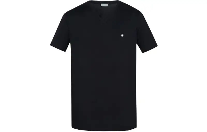 DIOR T Shirts Men's Black V Neck Moderate Straight Fit