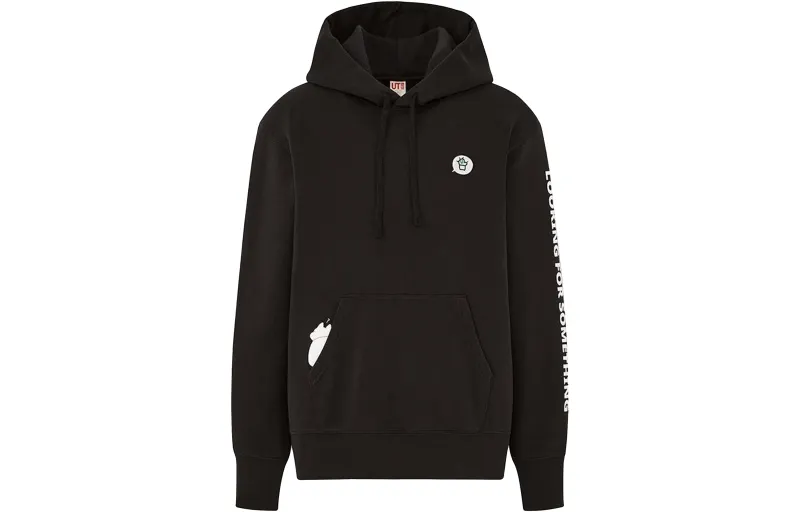 UNIQLO Sweatshirts Unisex Black Hooded Non Detachable Moderate Regular