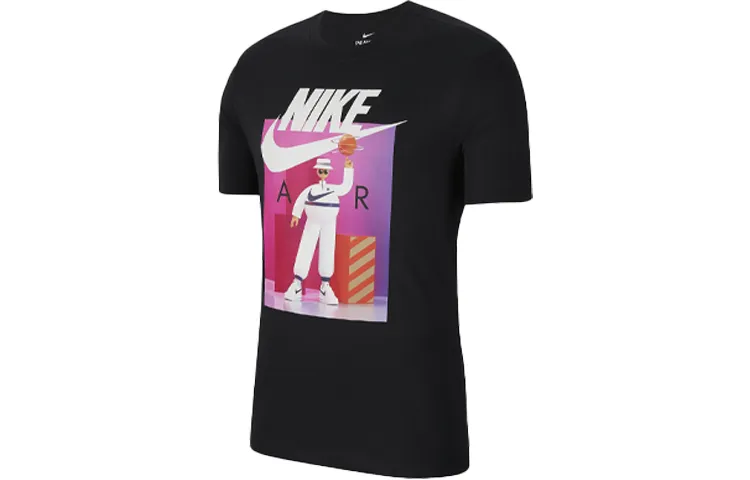 Nike Sportswear Men's Print Crewneck Sport T-Shirt Black