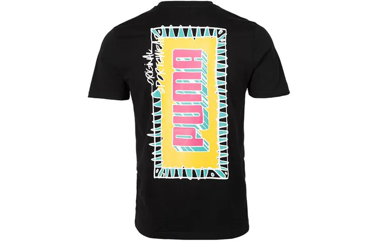 PUMA T Shirts Men's Black Crew Neck Moderate Straight Fit