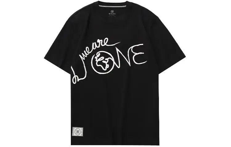Li Ning T Shirts Men's Black Crew Neck Moderate Straight Fit