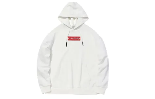 Li Ning Sweatshirts Unisex Ivory Hooded Thickened Regular
