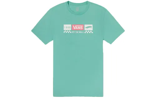 Vans T Shirts Men's Turquoise Crew Neck Moderate Straight Fit
