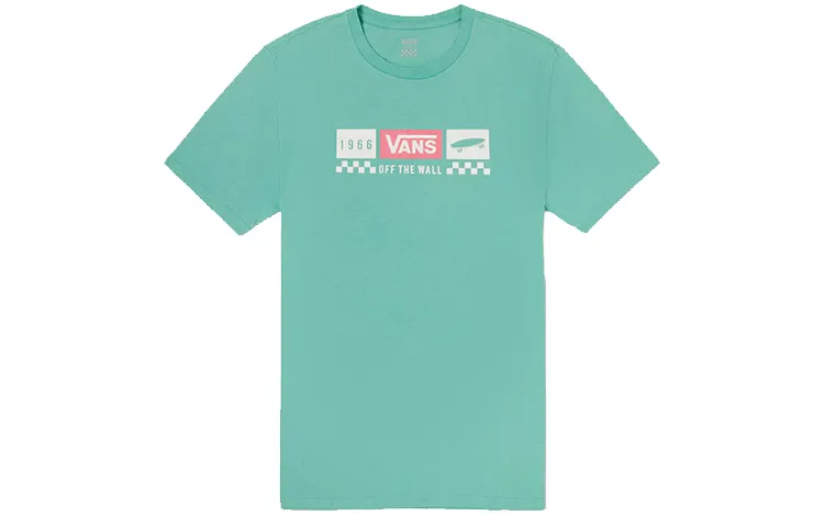 Vans T Shirts Men's Turquoise Crew Neck Moderate Straight Fit