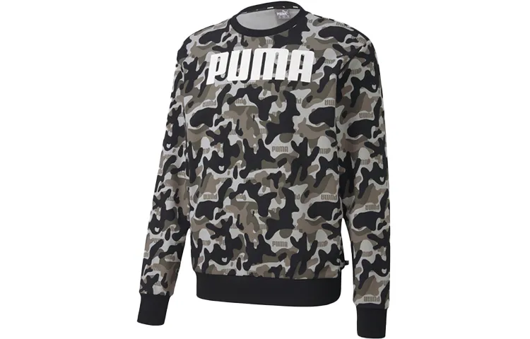 PUMA Sweatshirts Men's Black Crew Neck Moderate Regular