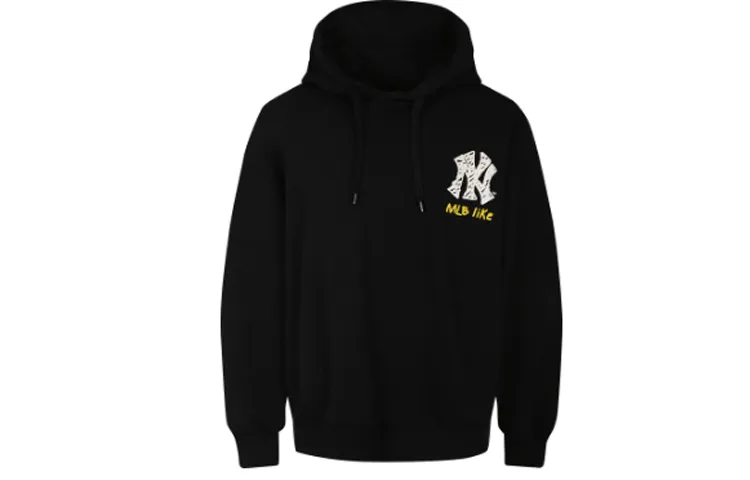 MLB Like Series Sweatshirts Unisex Black Hooded Moderate Regular