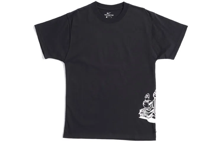 Nike T-Shirts Men's Black Crew Neck Moderate Straight Fit