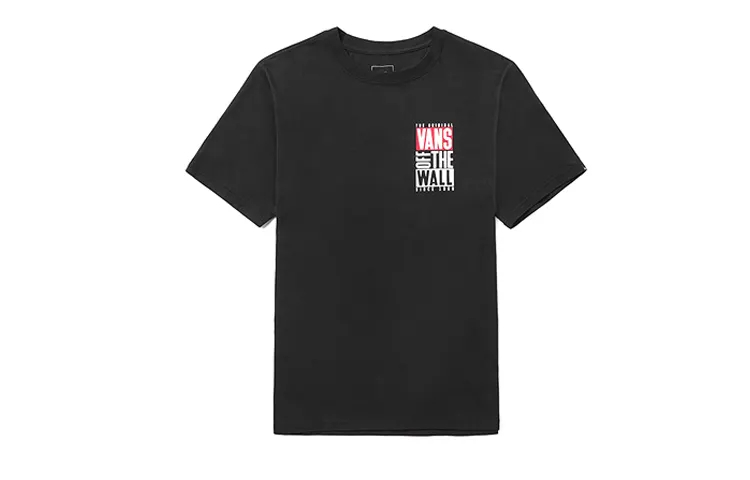 Vans T Shirts Unisex Black Crew Neck Moderate Straight Fit