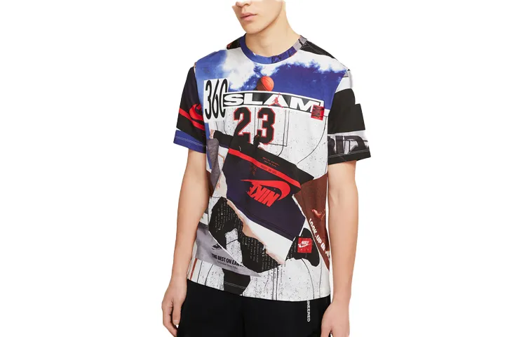 Jordan T-Shirts Men's White/Black Crew Neck Moderate Straight Fit