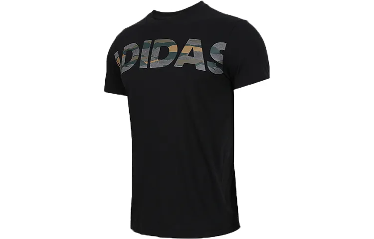 Adidas T-Shirts Men's Black Crew Neck Moderate Straight Fit