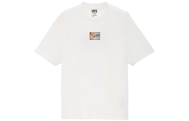 UNIQLO T Shirts Men's White Crew Neck Moderate Straight Fit
