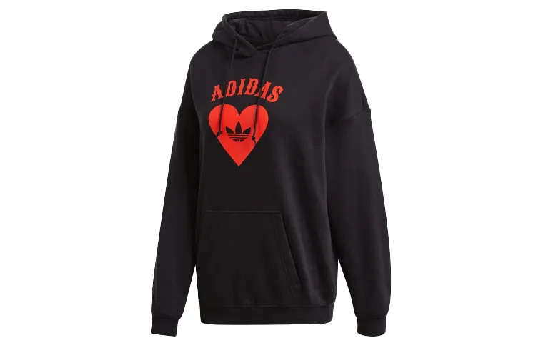 Adidas Originals Sweatshirts Unisex Black Hooded Moderate Regular