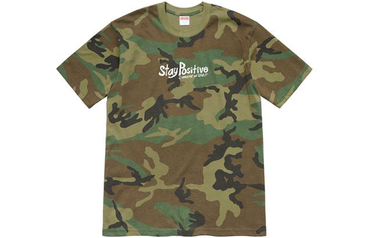Supreme Week 1 Stay Positive Tee Stay Positive English printed round neck short-sleeved American trendy T-shirt for men and women