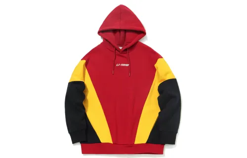 Li Ning Sports Fashion Collection Sweatshirts Unisex Dark Berry Red Hooded Thickened Regular